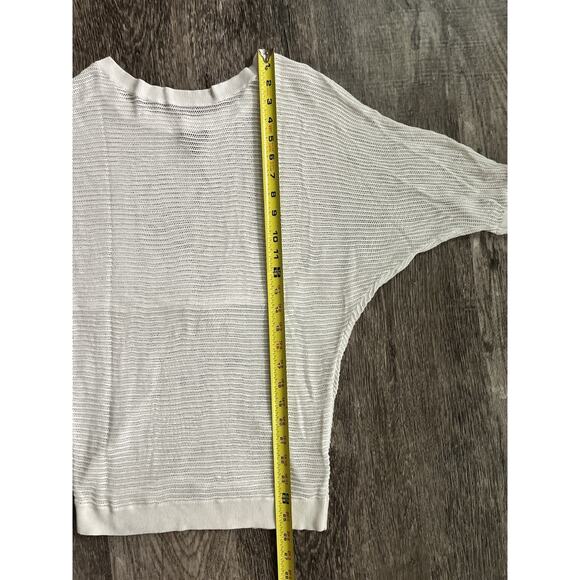 Express Women’s White Knit Sweater Size M Oversized Sheer Lightweight Pullover - Picture 3 of 5
